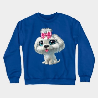 White puppy, sitting Crewneck Sweatshirt